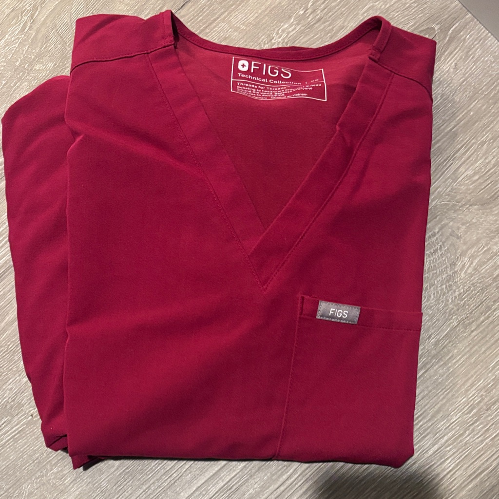 Figs Burgundy V-Neck Scrub Top